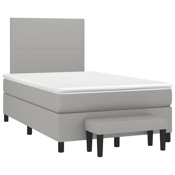 vidaXL Cama box spring con colch&oacute;n tela gris claro 120x190 cm
