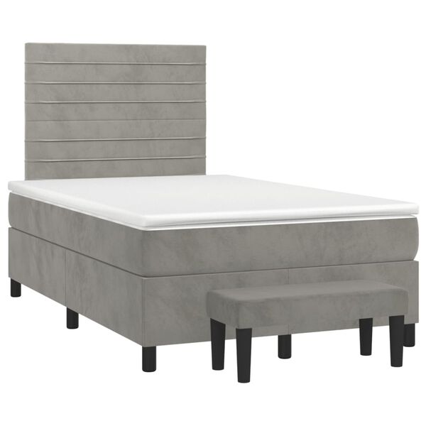 vidaXL Cama box spring con colch&oacute;n terciopelo gris claro 120x190 cm