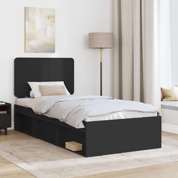 vidaXL Estructura de cama Negro 90 x 200 cm Madera de pino macizo