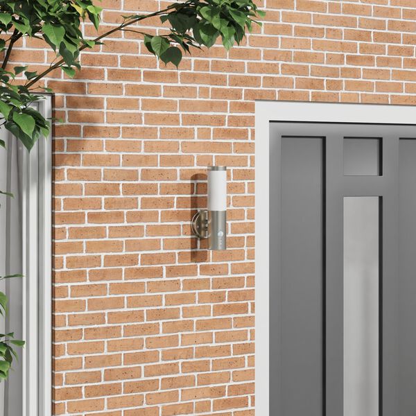 vidaXL Luz de pared exterior Plateado 15 x 7,5 x 33 cm