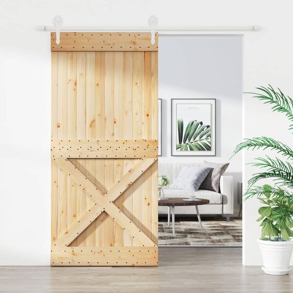 vidaXL Puerta corredera con herrajes madera maciza de pino 95x210 cm