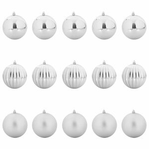 vidaXL Juego de Esferas Navide&ntilde;as XL 15 uds. Plateado &Oslash; 10 cm Pl&aacute;stico