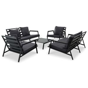 vidaXL Muebles de jard&iacute;n 5 pzas y cojines de aluminio gris oscuro