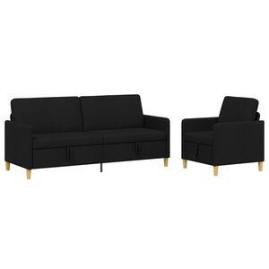 vidaXL Juego de Sof&aacute;s con Almacenamiento 2 uds. Negro Poli&eacute;ster
