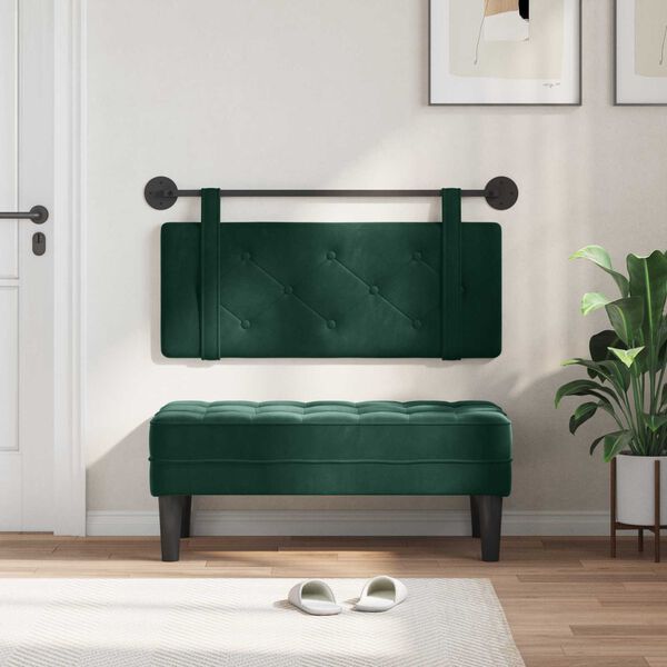 vidaXL Cabecera Colgante Verde oscuro 110 x 55 x 5 cm Terciopelo