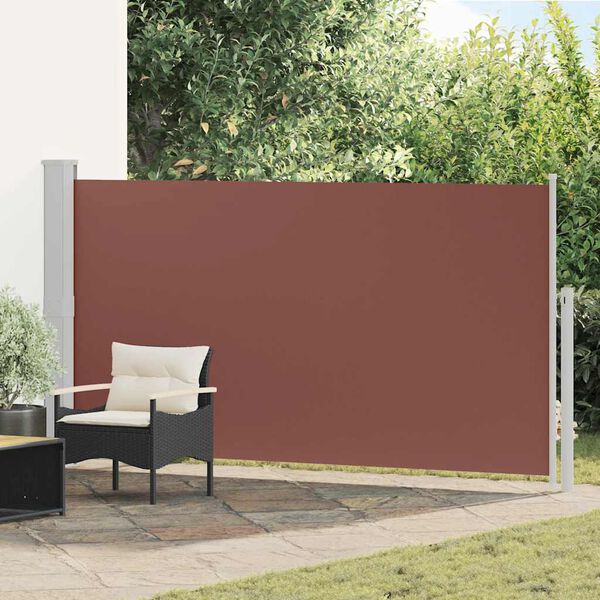 vidaXL Toldo lateral retr&aacute;ctil de jard&iacute;n marr&oacute;n 170x300 cm
