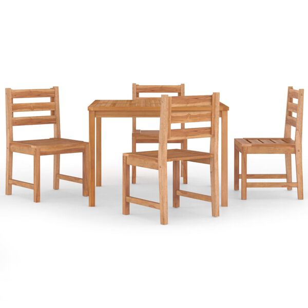 vidaXL Juego de comedor para jard&iacute;n 5 piezas madera maciza de teca