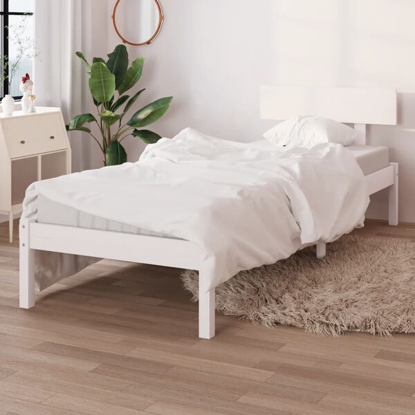 vidaXL Estructura de cama individual sin colch&oacute;n madera pino blanco
