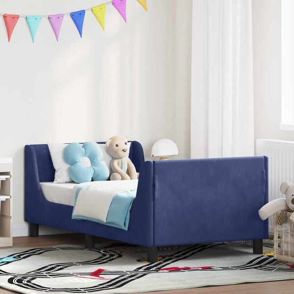 vidaXL Cama para niños con cabecero Azul Policía 80 x 160 cm