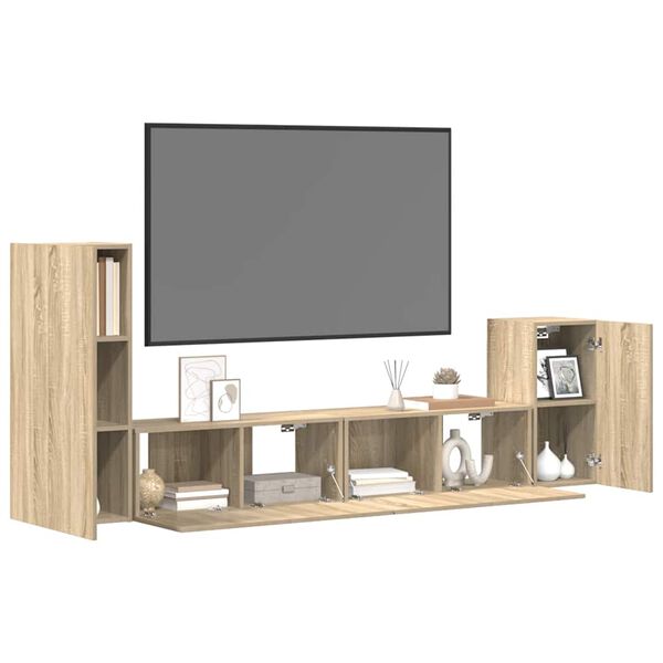 vidaXL Set de muebles para TV 4 pzas madera contrachapada roble Sonoma