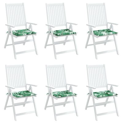 vidaXL Cojines de silla 6 uds tela estampado de hojas 40x40x3 cm