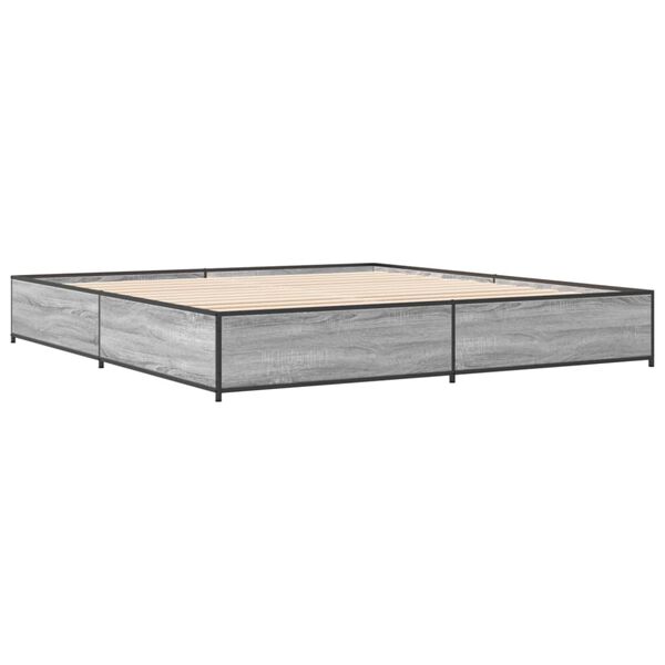 vidaXL Estructura cama madera ingenier&iacute;a metal gris Sonoma 200x200 cm