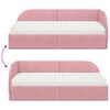 vidaXL Estructura de Cama Esquina con Colch&oacute;n 2 pcs Rosa Terciopelo
