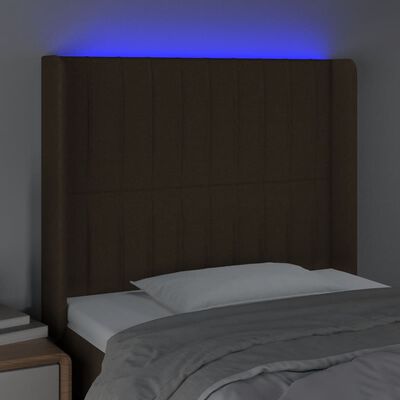 vidaXL Cabecero con LED de tela marrón oscuro 103x16x118/128 cm