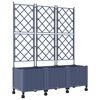 vidaXL Jardinera con enrejado y ruedas 3 uds. Gris 120 x 40 x 149 cm