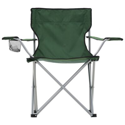 vidaXL Juego de mesa y sillas de camping 3 piezas verde