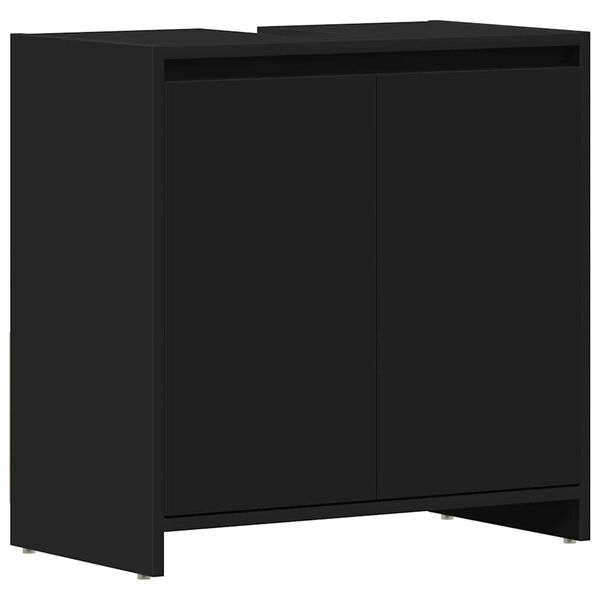 vidaXL Armario de baño madera contrachapada negro 60x33x61 cm