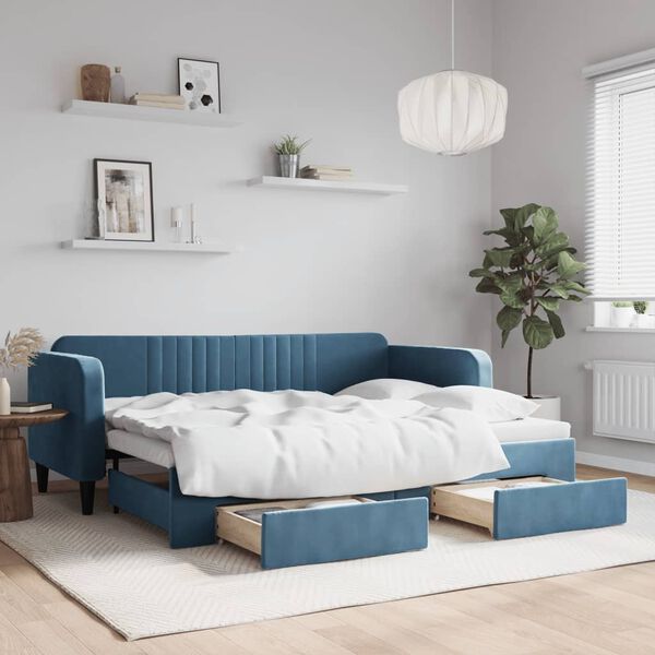 vidaXL Sofá cama nido con cajones terciopelo azul 80x200 cm