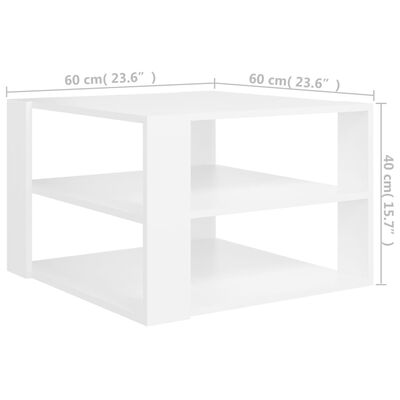 vidaXL Mesa de centro madera contrachapada blanco 60x60x40 cm