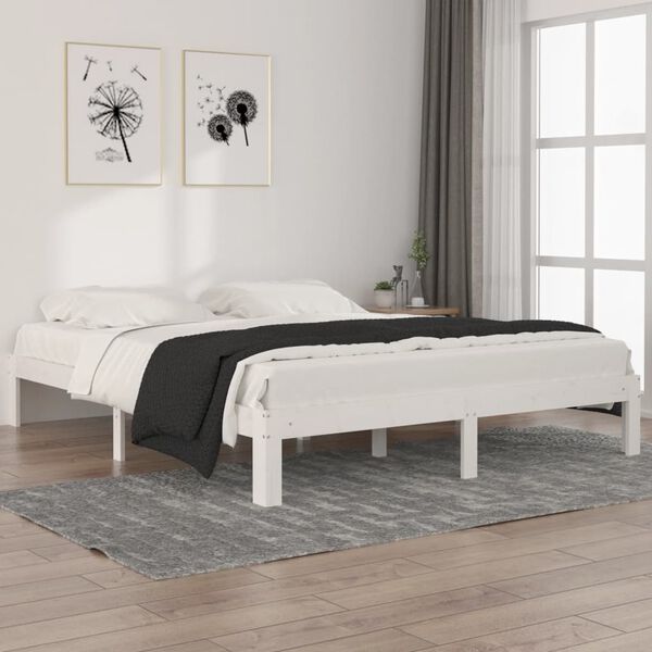 vidaXL Estructura de cama sin colch&oacute;n madera de pino blanco 160x200 cm