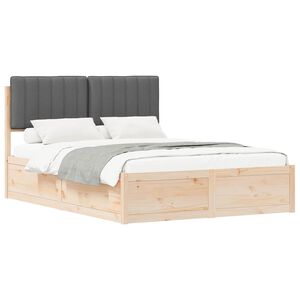 vidaXL Estructura de Cama con Cabecera Tapizada Gris oscuro