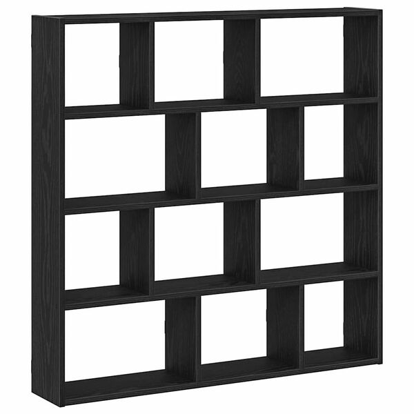 vidaXL Estante cubo de pared 12 compartimentos madera ingenier&iacute;a negro