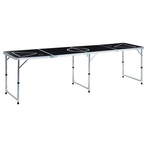 vidaXL Mesa de beer pong plegable negro 240 cm