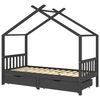 vidaXL Estructura de cama infantil y cajones madera pino gris 90x200cm