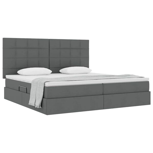 vidaXL Cama con almacenamiento con colchón Gris oscuro 200 x 200 cm