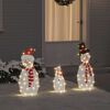 vidaXL Familia de Muñecos de Nieve Iluminados 3 pcs Cálido Poliéster