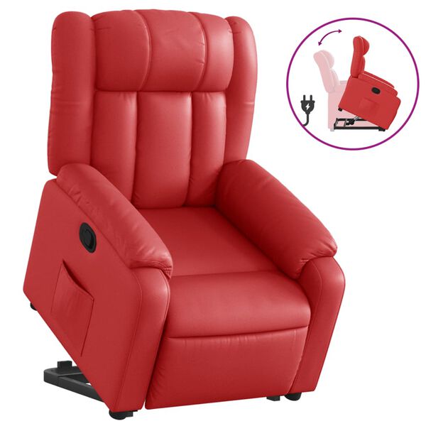 vidaXL Sill&oacute;n reclinable elevable cuero artificial rojo