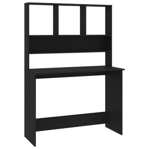 vidaXL Escritorio con estantes contrachapada negro 110x45x157 cm