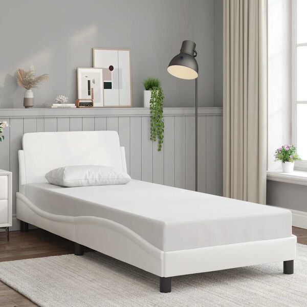 vidaXL Estructura de cama Dover cuero sint&eacute;tico blanco 90x200 cm