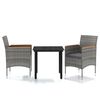 vidaXL Juego de comedor de jard&iacute;n 3 piezas con cojines gris y negro