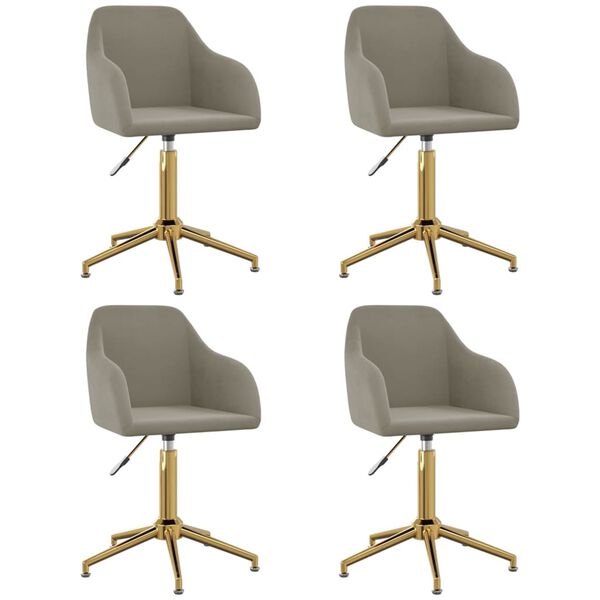 vidaXL Sillas de comedor giratorias 4 uds de terciopelo gris claro