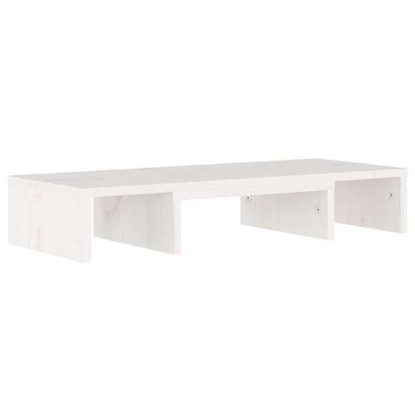vidaXL Soporte de monitor madera maciza de pino blanco 60x24x10,5 cm
