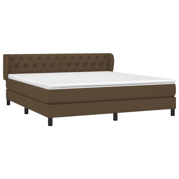 vidaXL Cama box spring con colch&oacute;n tela marr&oacute;n oscuro 160x200 cm