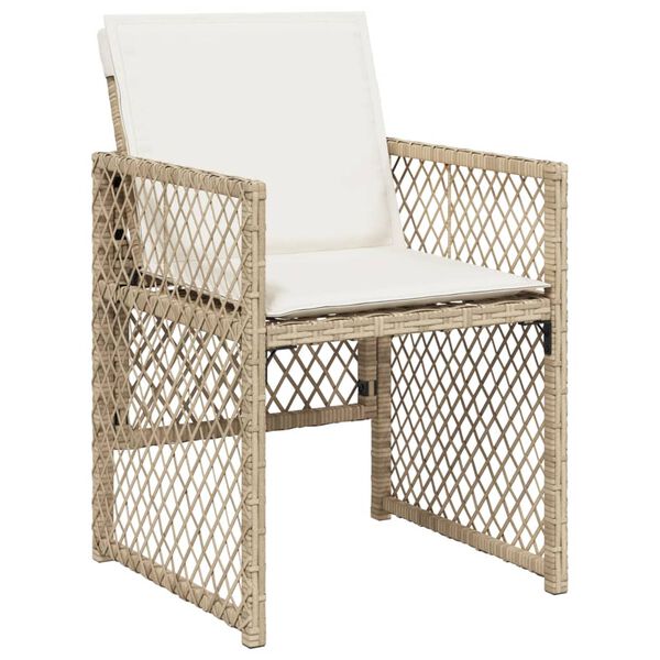 vidaXL Set comedor de jard&iacute;n 9 pzas con cojines rat&aacute;n sint&eacute;tico beige