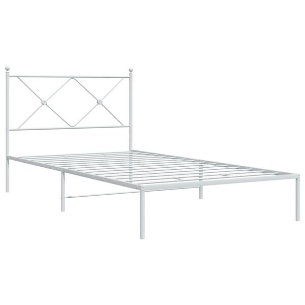 vidaXL Estructura cama sin colch&oacute;n con cabecero metal blanco 100x190cm