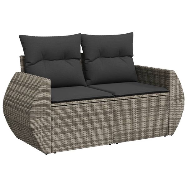 vidaXL Set de muebles de jard&iacute;n 6 pzas y cojines rat&aacute;n sint&eacute;tico gris