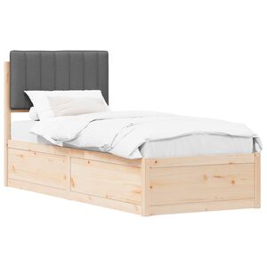vidaXL Estructura de Cama con Cabecera Tapizada Gris oscuro