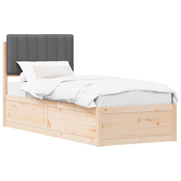vidaXL Estructura de Cama con Cabecera Tapizada Gris oscuro