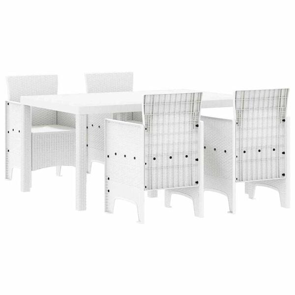vidaXL Conjunto de Comedor de Jardín 5 pcs Blanco Ratan Polt
