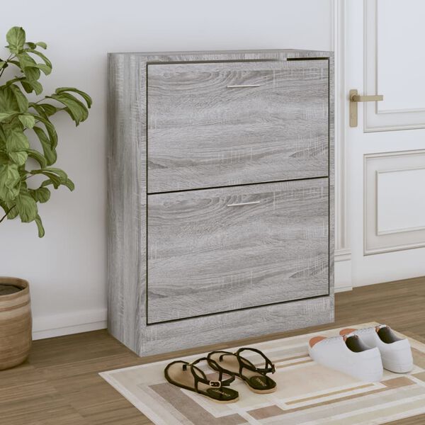 vidaXL Mueble zapatero madera contrachapada gris Sonoma 63x24x81 cm