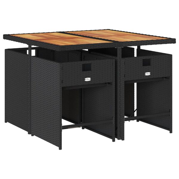 vidaXL Set de muebles jard&iacute;n 5 pzas con cojines rat&aacute;n sint&eacute;tico negro