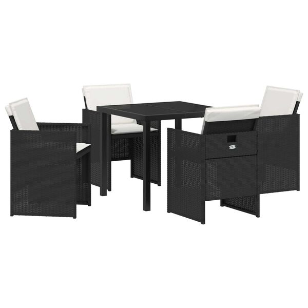 vidaXL Conjunto de Comedor de Jard&iacute;n 5 pcs Negro rat&aacute;n sint&eacute;tico