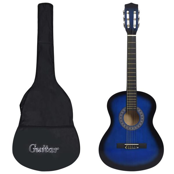 vidaXL Guitarra cl&aacute;sica para principiantes con funda azul 3/4 36"