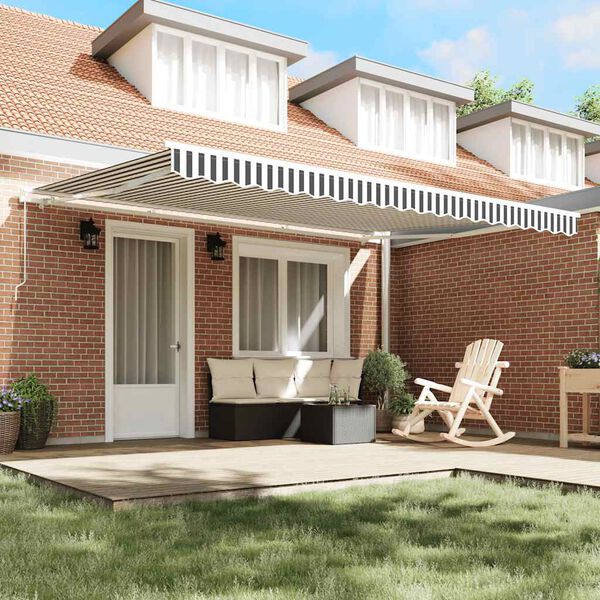 vidaXL Toldo retr&aacute;ctil manual gris antracita y blanco 450x300 cm