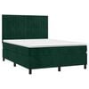 vidaXL Cama box spring colch&oacute;n y LED terciopelo verde oscuro 140x200cm