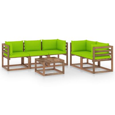 vidaXL Juego de muebles de jardín 6 piezas con cojines verde lima